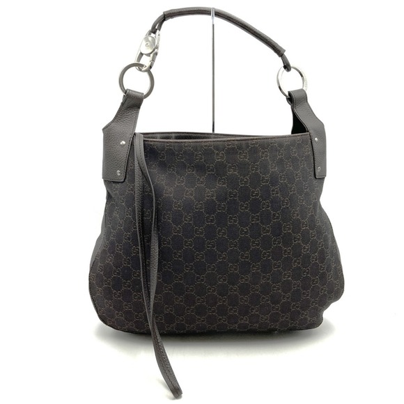 GUCCI 179777 Shoulder bag Brown GG pattern Denim Women's Men's - Picture 1 of 10